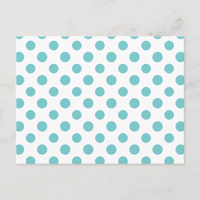Teal White Polka Dots Pattern Postcard (Front)