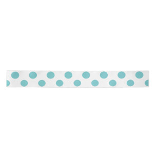 Teal White Polka Dots Pattern Satin Ribbon