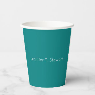 Teal & White Professional Elegant Simple Paper Cups