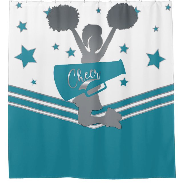 Teal White Silver Stars Cheer Cheer-leading (Front)