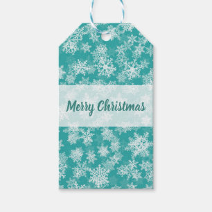 Teal & White Snowflakes Winter Wonderland Holiday Gift Tags