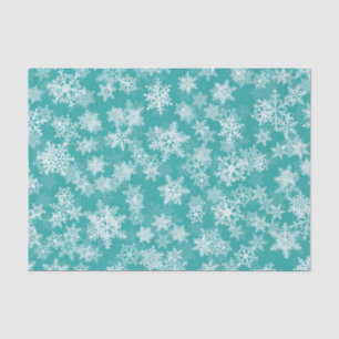 Teal & White Snowflakes Winter Wonderland Holiday Tissue Paper
