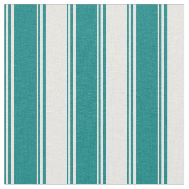 Teal & White Striped Pattern Fabric (Close Up)