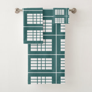 Teal White Stripes Pattern Elegant Modern Bath Towel Set