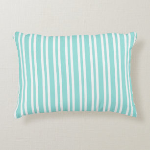 Teal White Stripes Seamless Pattern Accent Pillow