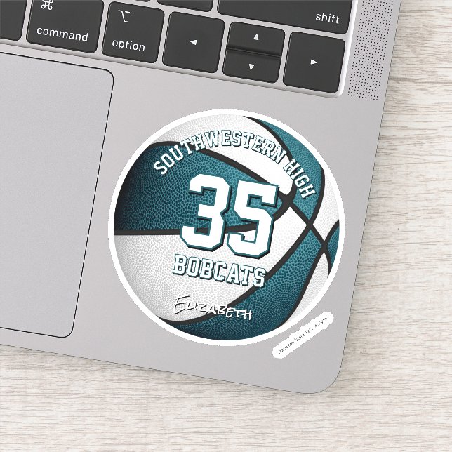 teal white team colours boys girls basketball (Detail)