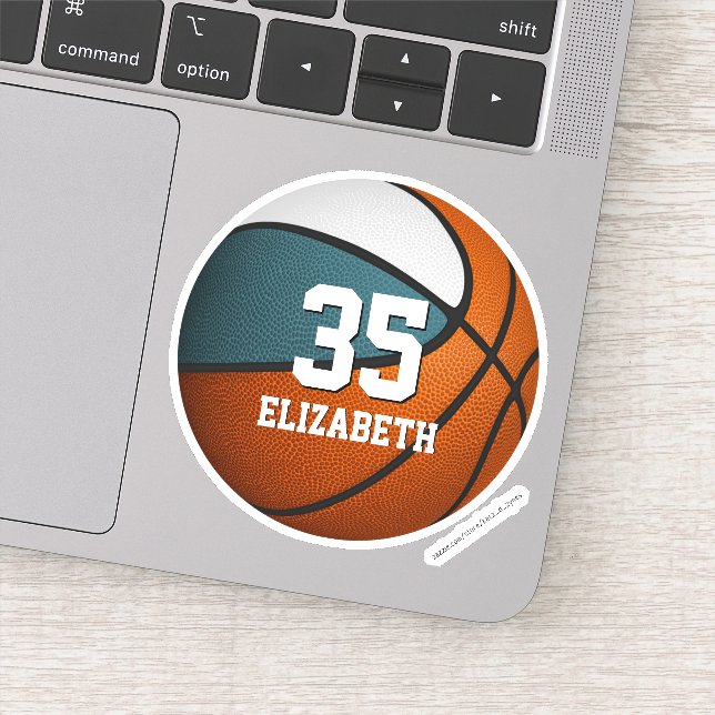 teal white team colours girls boys basketball (Detail)