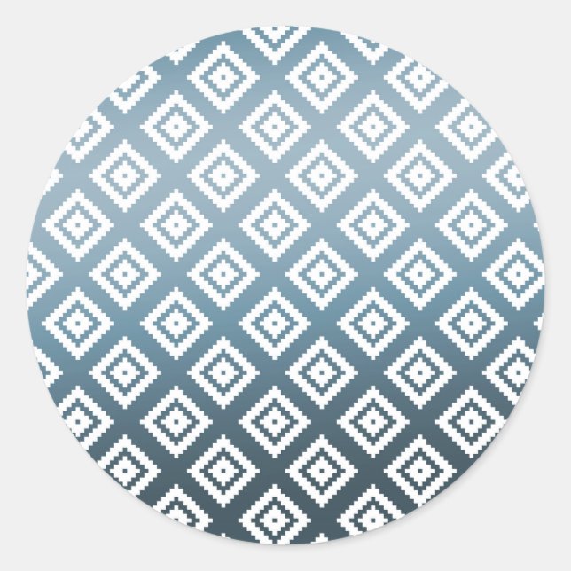 Teal White Tribal Aztec Classic Round Sticker (Front)