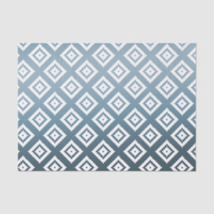 Teal White Tribal Aztec Tissue Paper
