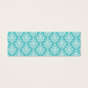 TEAL WHITE VINTAGE DAMASK PATTERN 1