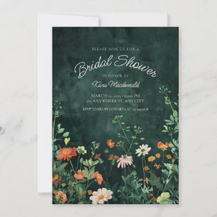 Teal Wildflower Bridal Shower Invitation