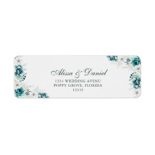 Teal Wildflower Wedding Return Address