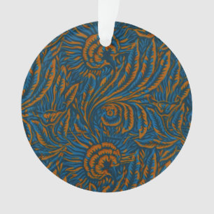 Teal William Morris Style Acanthus Leaf Botanical Ornament