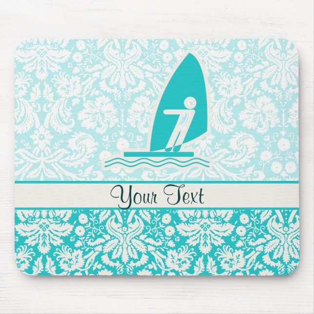 Teal Windsurfing Mouse Pad (Front)