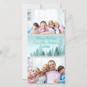 Teal Winter Landscape Scene 2 Photos - Photo Card