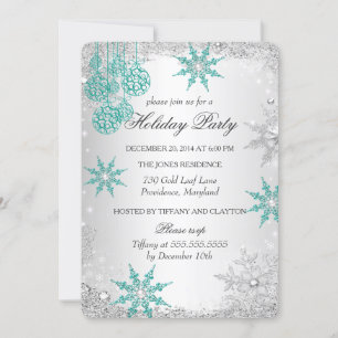 Teal Winter Wonderland Christmas Holiday Party 4 Invitation