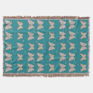Teal with Butterflies Throw Blanket