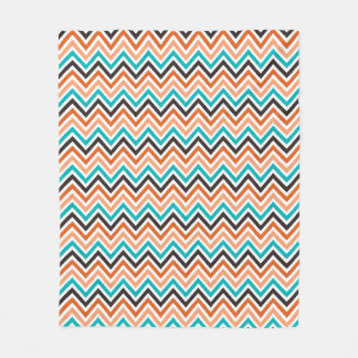 Teal With Orange Tones chevron pattern Fleece Blanket