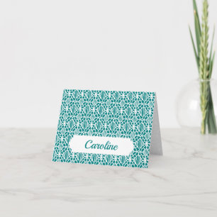 Teal With White Crochet Lace Pattern Note Card