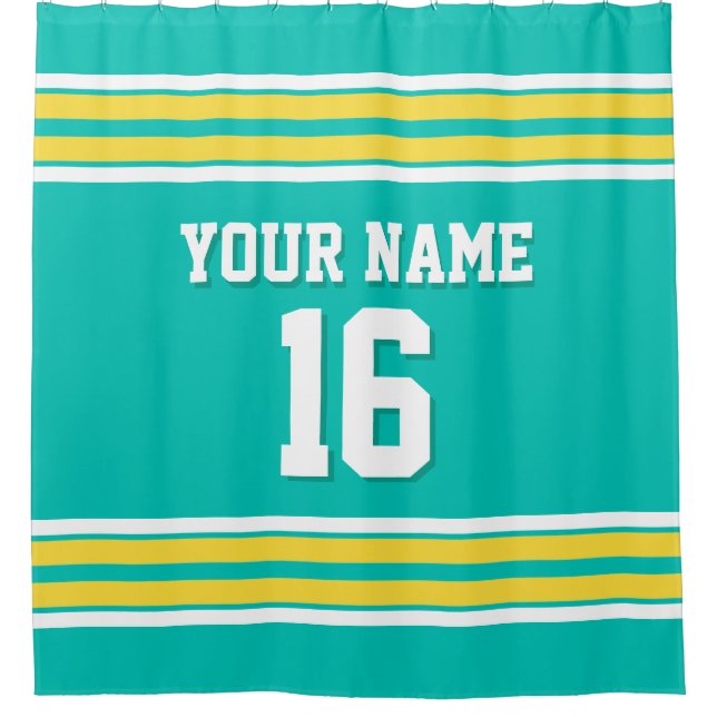 Teal with Yellow White Stripes Sports Jersey (Front)