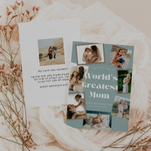 Teal World's Greatest Mom 7 Photo Mother's Day Card