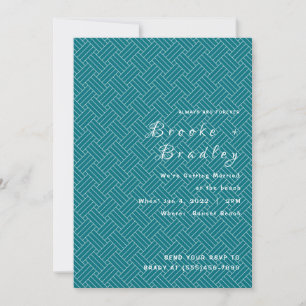 Teal Woven Pattern Wedding Invitation