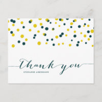 Teal & Yellow Confetti Dots Modern Thank You