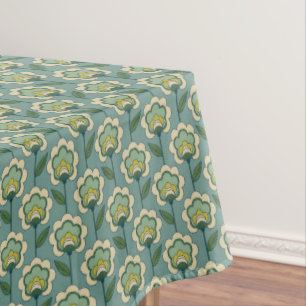 Teal & Yellow Floral Pattern Tablecloth