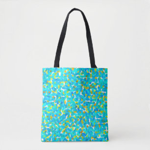 Teal Yellow Green Blue Black Abstract Pattern Tote Bag