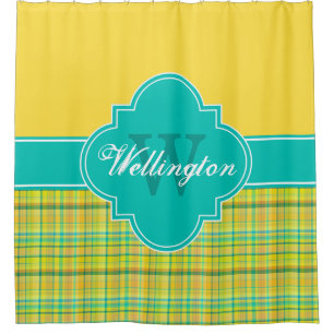 Teal Yellow Madras Plaid 1ICB Ribbon Name