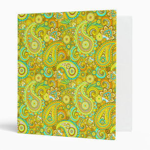 Teal yellow paisley binder