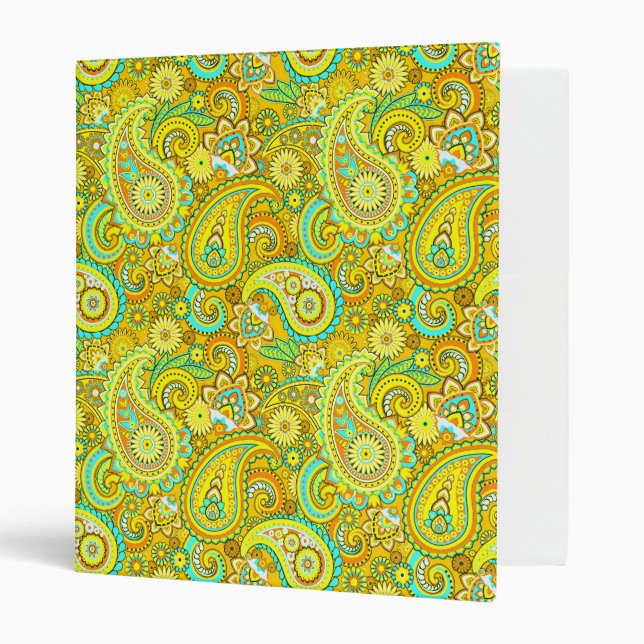 Teal yellow paisley binder (Front/Inside)