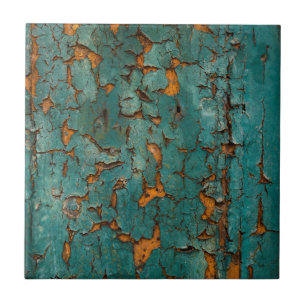 Teal & Yellow Peeling Paint Tile
