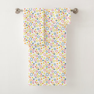 Teal Yellow Pink Orange Circles Dots Bath Towel Set