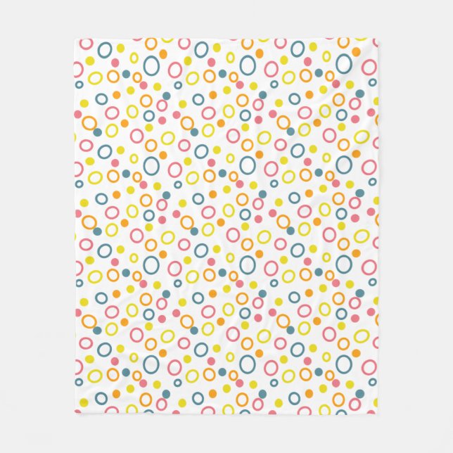 Teal Yellow Pink Orange Circles Dots Fleece Blanket (Front)
