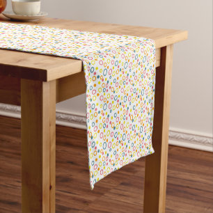 Teal Yellow Pink Orange Circles Dots Short Table Runner