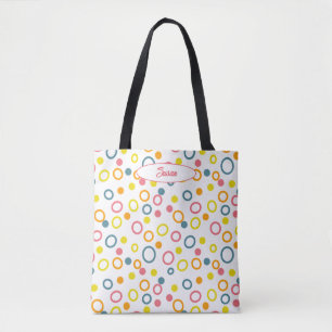 Teal Yellow Pink Orange Circles Dots Tote Bag