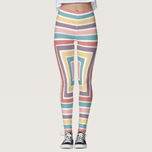 Teal Yellow Purple Pink squares Leggings