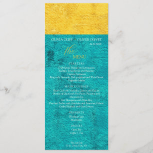 Teal Yellow Wedding Menu
