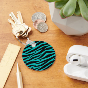 Teal Zebra Keychain