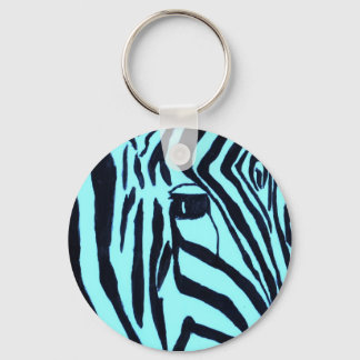 Teal Zebra Keychain