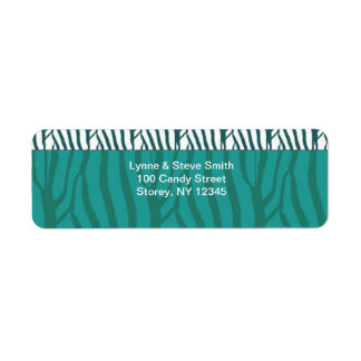 Teal Zebra Pattern Address Label