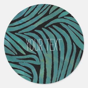 Teal Zebra Print Classic Round Sticker
