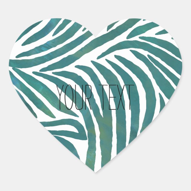 Teal Zebra Print Heart Sticker (Front)