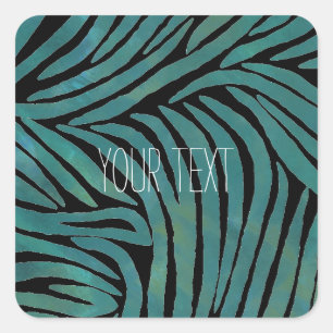 Teal Zebra Print Square Sticker