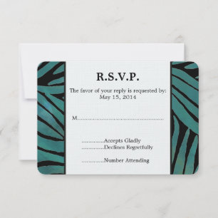 Teal Zebra Print Wedding RSVP