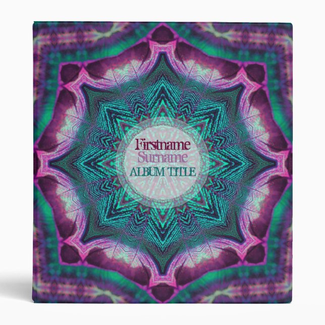 TealPink Geometric Art Pattern Album Binder (Front)