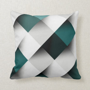 Teals/Grey Geometric Pattern Throw Pillow