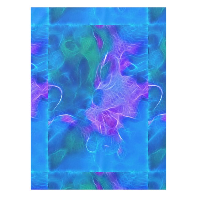 Teals & Mauves Abstract Fractal Art Tablecloth (Front)