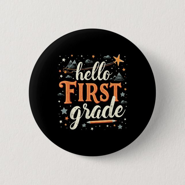 Team 1st Grade Back To School Outfit Breezy (1)  2 Inch Round Button (Front)